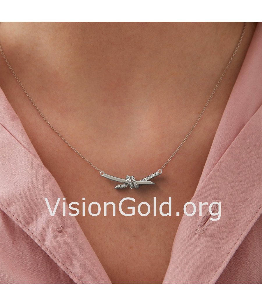 Collier argenté à nœuds infinis pour femmes 0852L