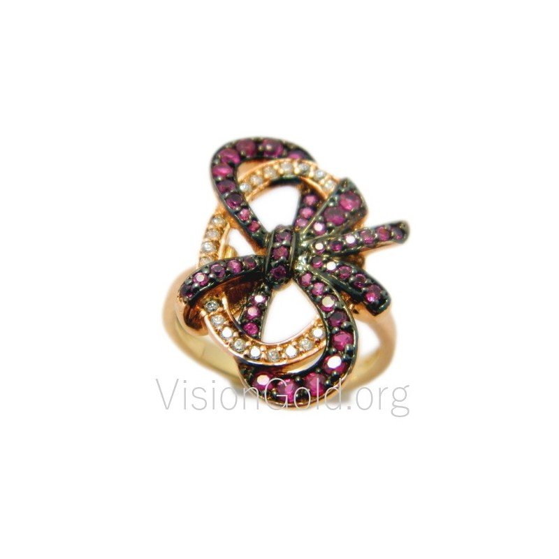 Современное женское кольцо из золота или серебра K14 в дизайне