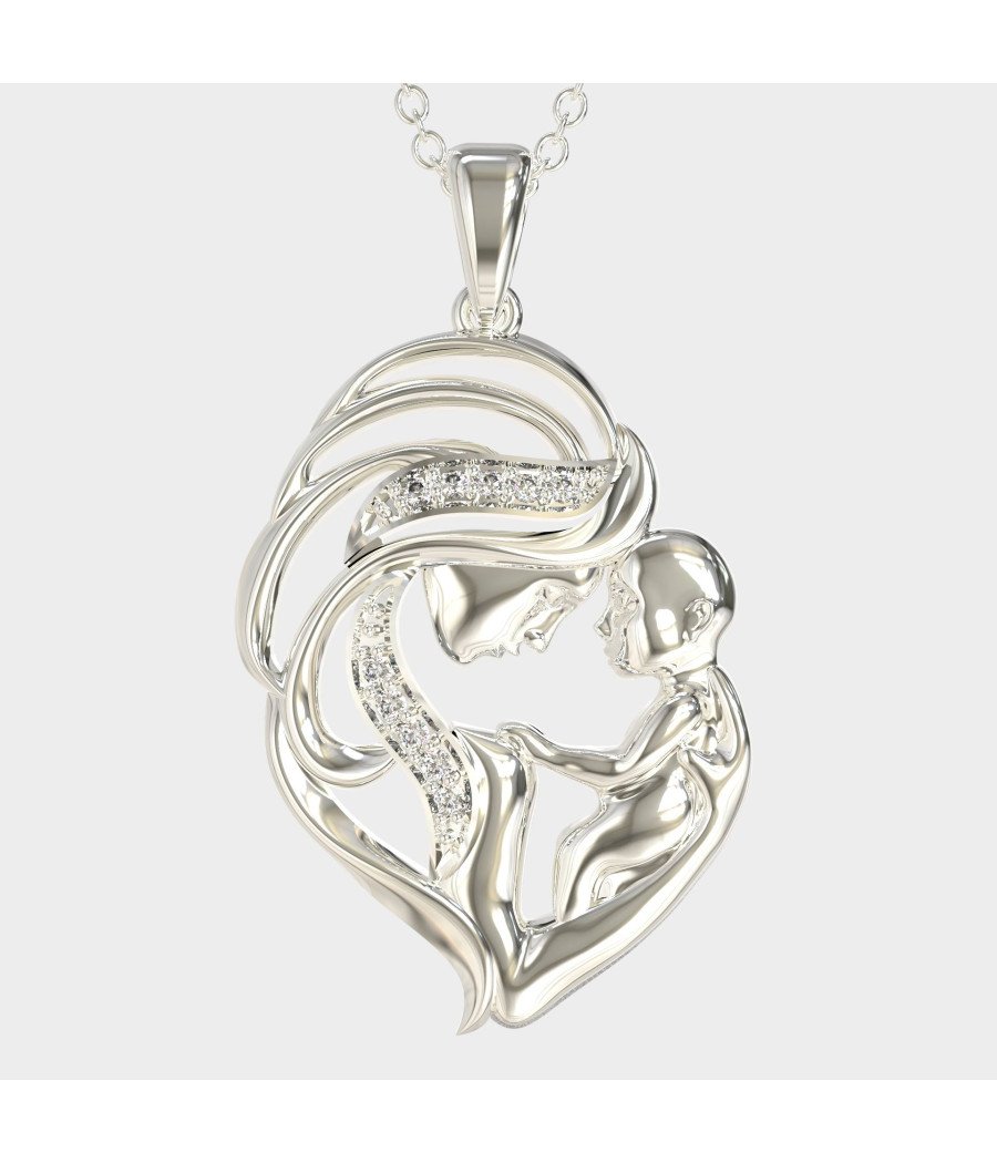 Silber Halskette Mama und Baby Ideal Geschenk für neue Mama