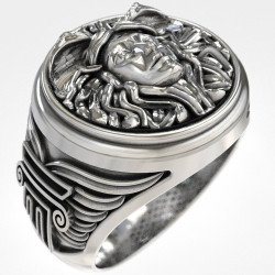 Antiker Medusa Silber Ring 0282