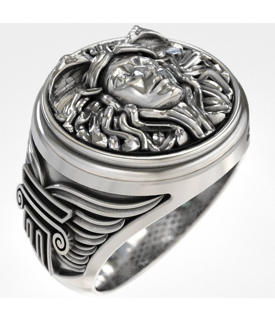 Antiker Medusa Silber Ring 0282