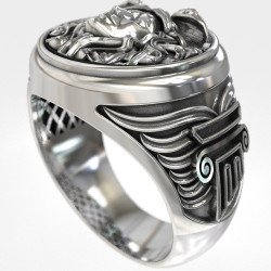 Antiker Medusa Silber Ring 0282