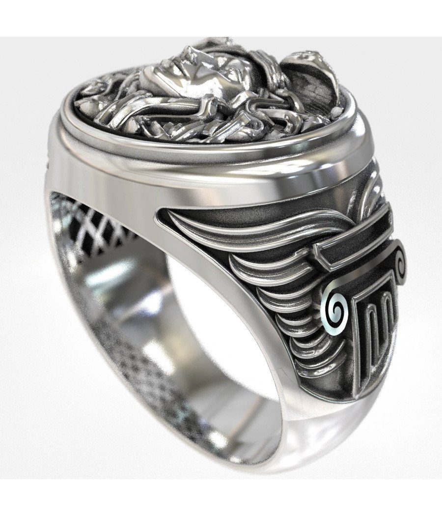Antiker Medusa Silber Ring 0282