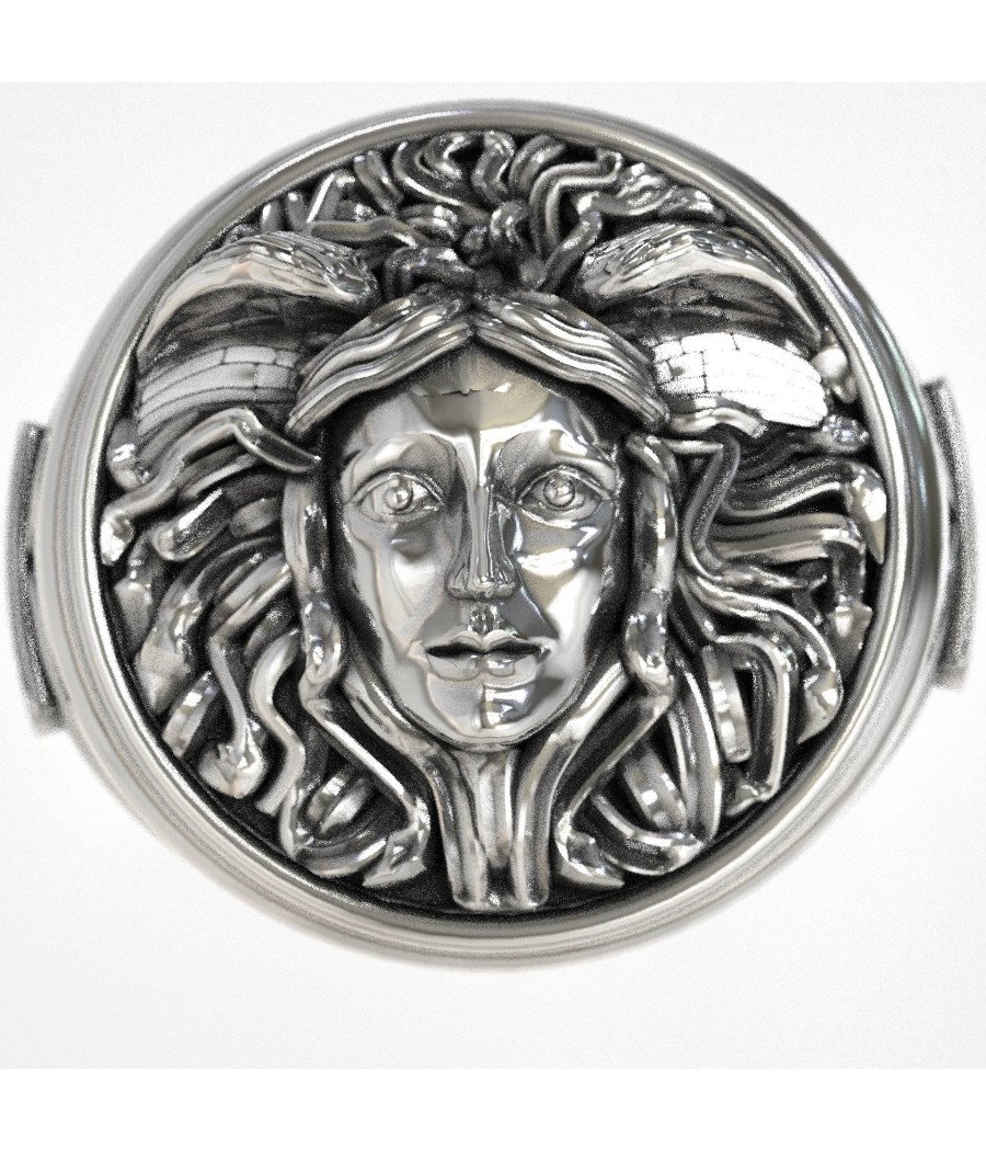 Antiker Medusa Silber Ring 0282