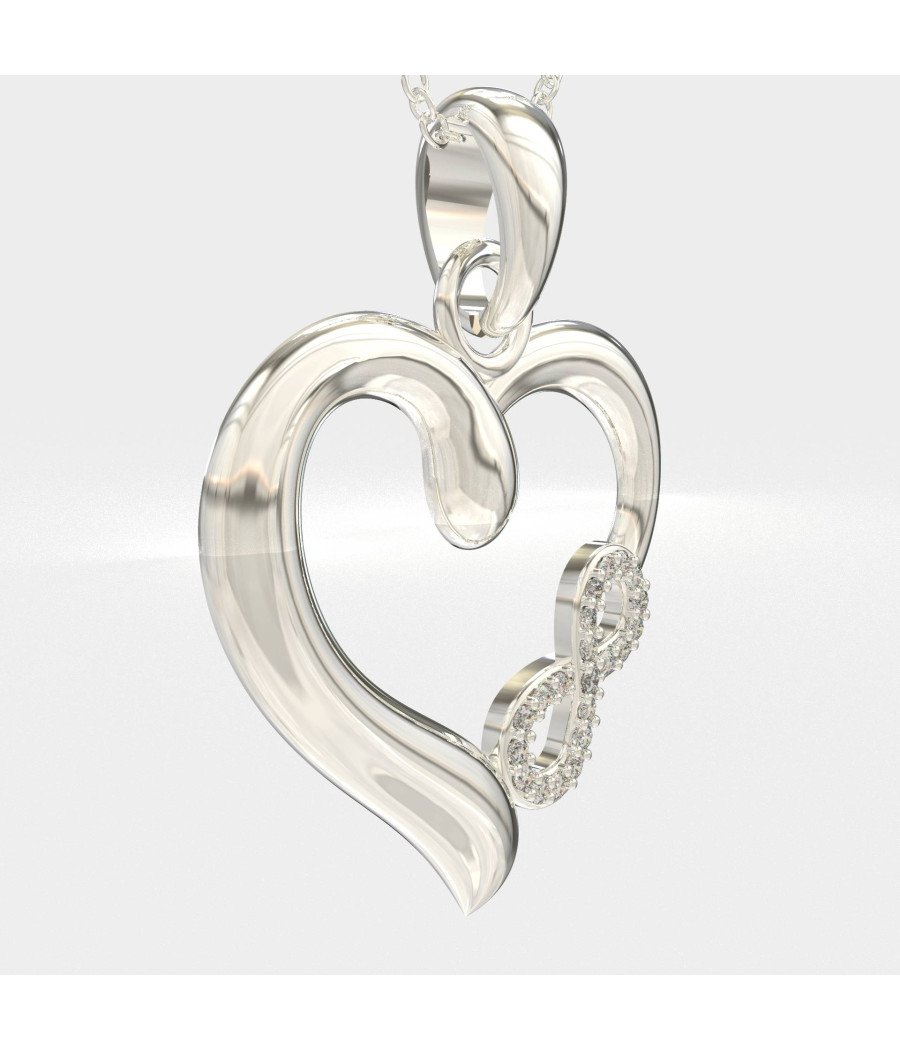 Elegante Collar Corazón Infinito Plata 0745L
