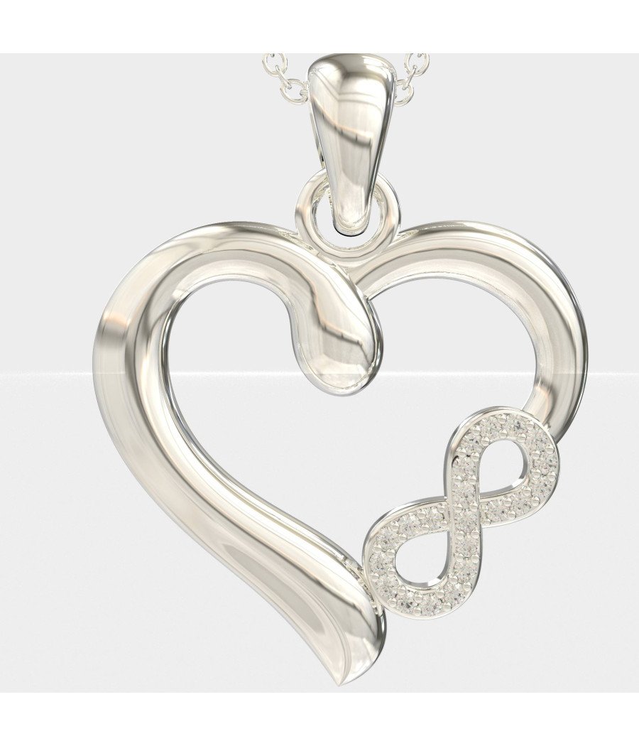 Elegante Collar Corazón Infinito Plata 0745L