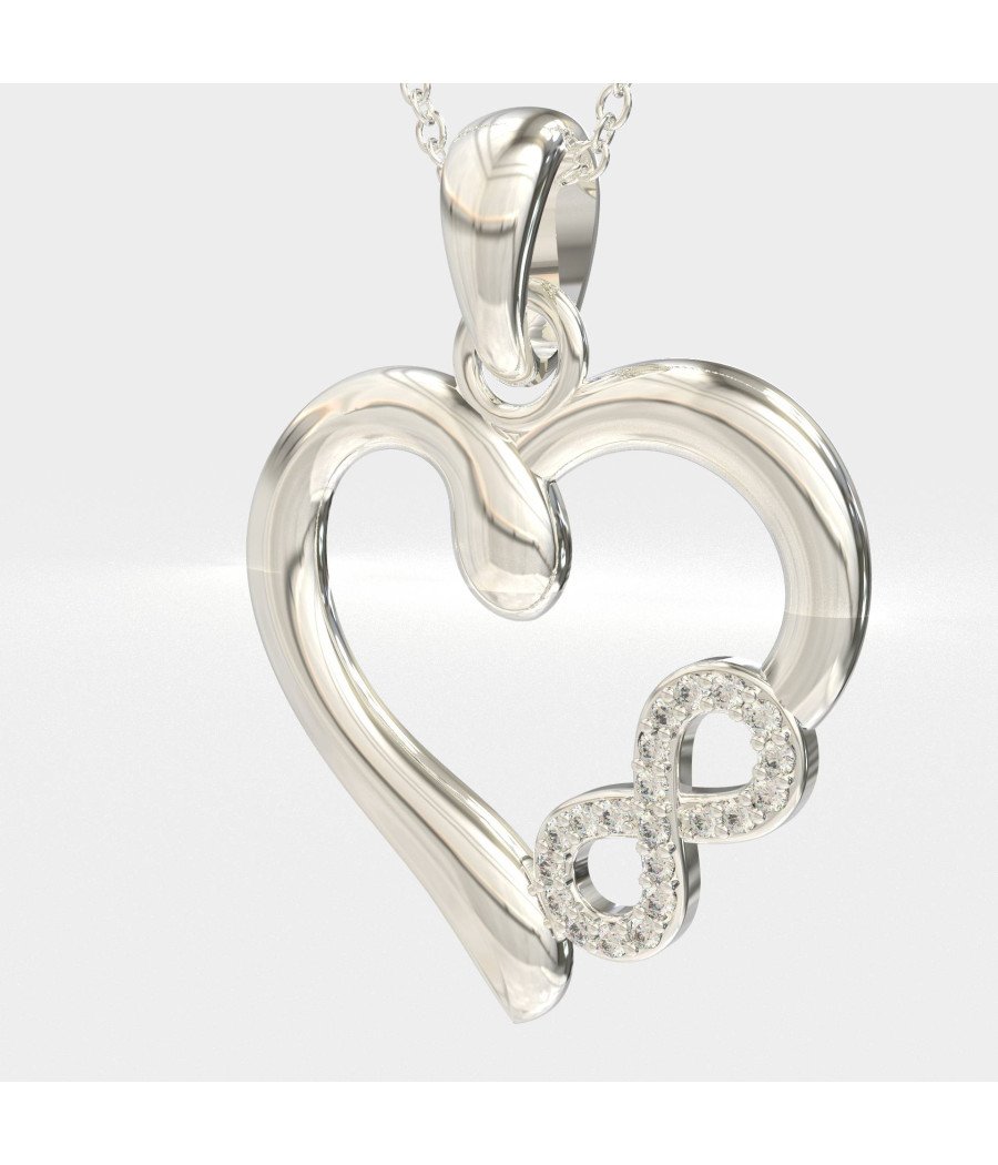 Elegante Collar Corazón Infinito Plata 0745L