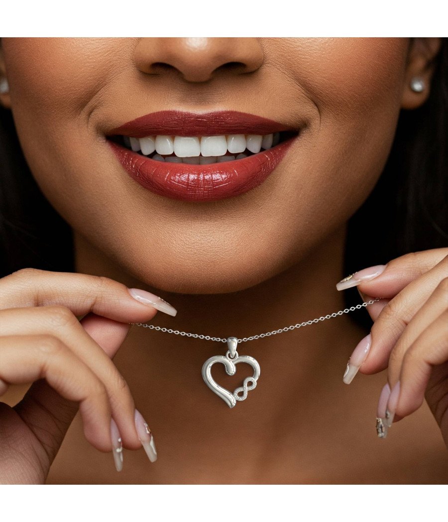 Collier élégant en argent avec cœur à l'infini 0745L
