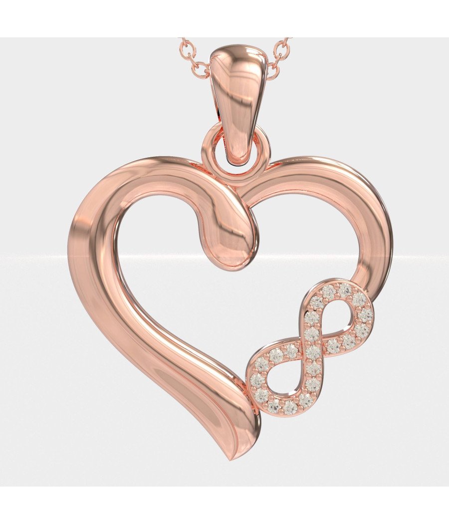 Collar Corazón Infinito Oro Rosa Con Circonitas 0745R