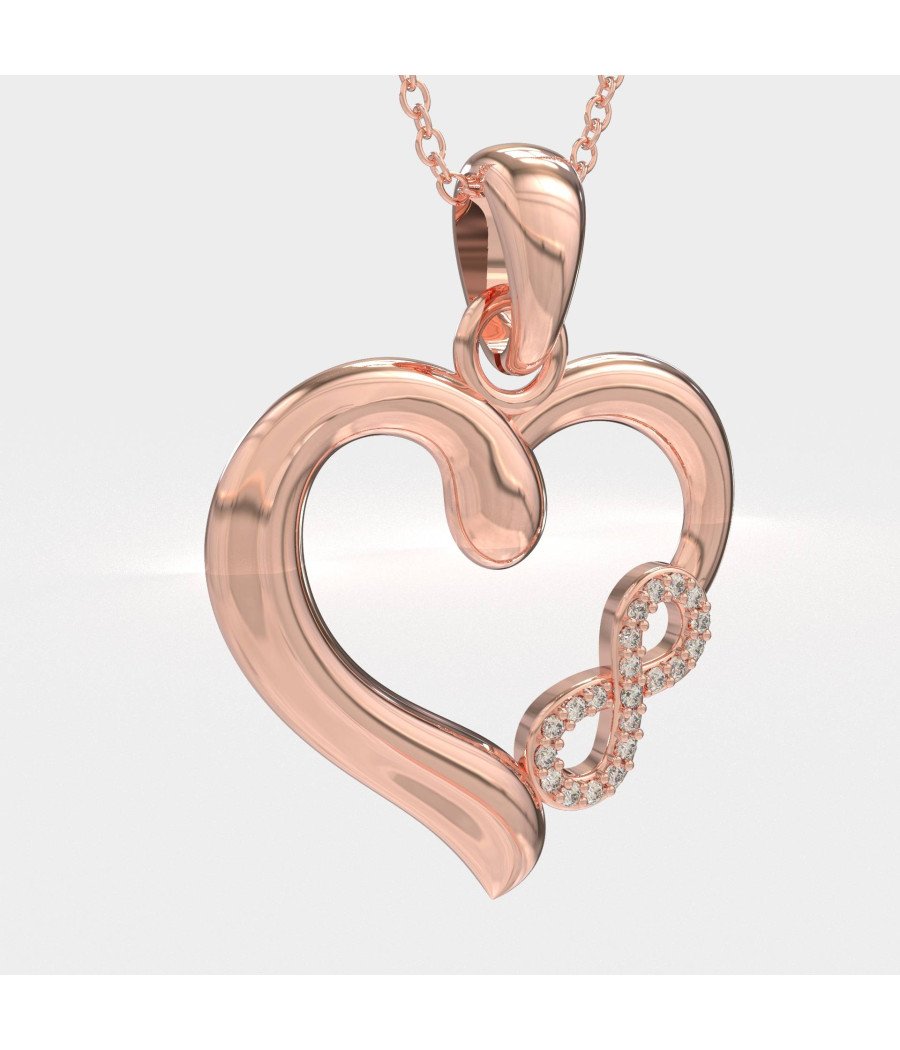 Collar Corazón Infinito Oro Rosa Con Circonitas 0745R