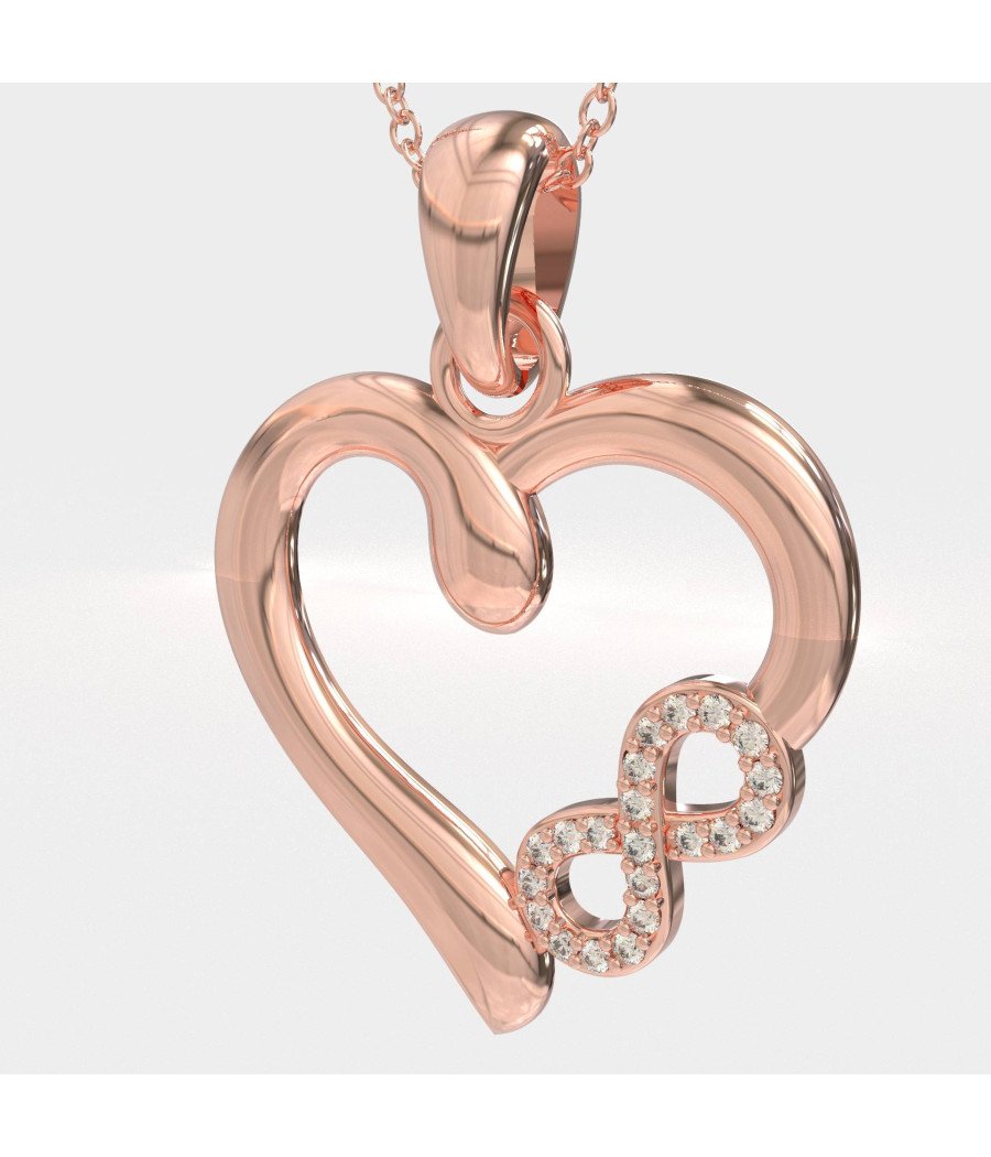 Collar Corazón Infinito Oro Rosa Con Circonitas 0745R