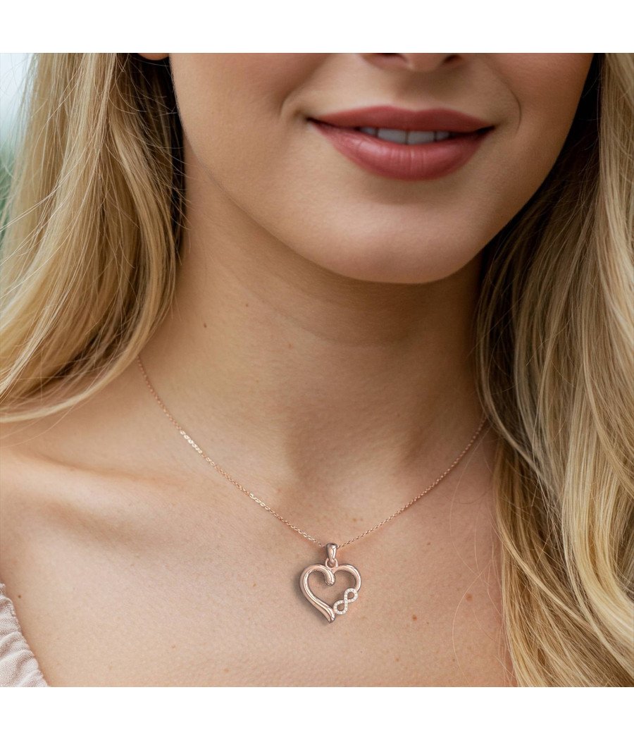 Rose Gold Unendlichkeit Herz Halskette mit Zirkonen 0745R