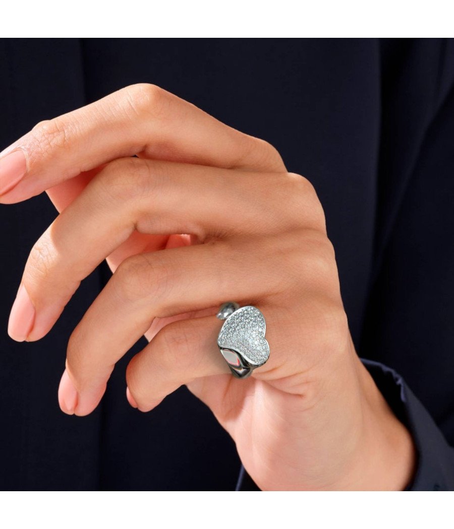 Elegant Women's Silver Chevalier Heart Ring 1451L