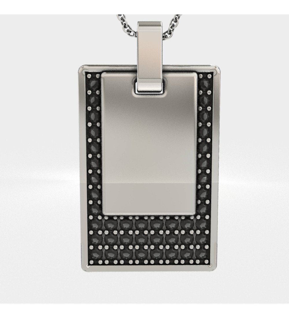 Personalized Necklace for Men with Black Stones 0527M