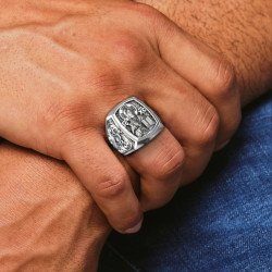 Signet bague Jésus Christ Amulette de la foi et de l'amour 0204