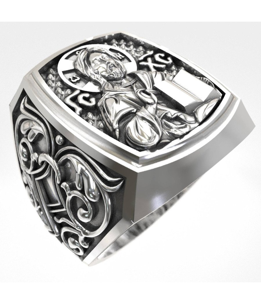 Anillo de sello Jesus hecho a mano 0204