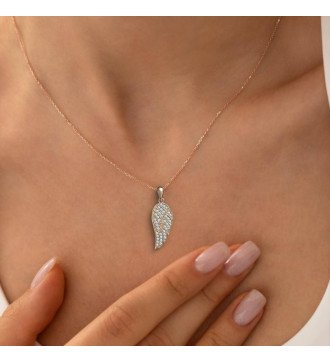 Collier d'ailes d'ange en or rose 0868R