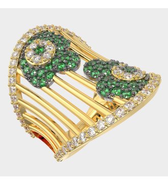 Elegante Anillo Para Mujer Con Piedras Verdes 0191PP