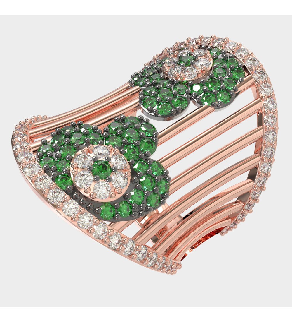 Elegant Ring For Women With Green Stones 0191PP