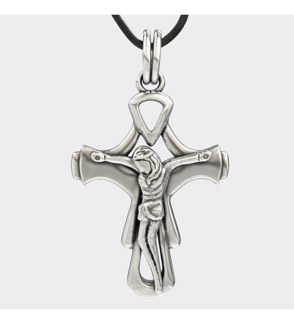 Cruz de plata vintage para hombre 0041