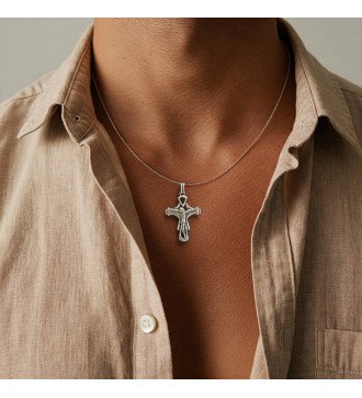 Cruz de plata vintage para hombre 0041