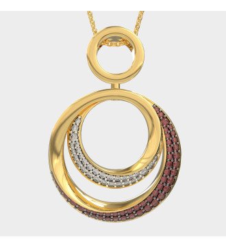 Sofisticado collar circular para mujer con piedras rojas 03362KP