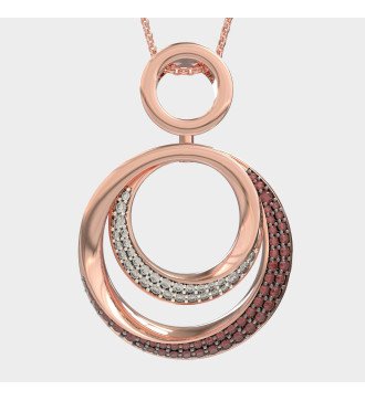 Sofisticado collar circular para mujer con piedras rojas 03362KP