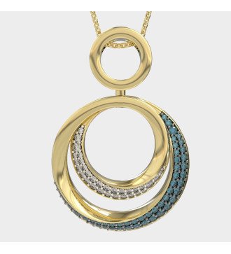 Collier étincelant avec pierres en zircon blanc et bleu 0362MP