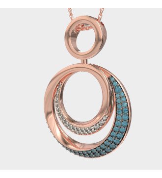 Collier étincelant avec pierres en zircon blanc et bleu 0362MP