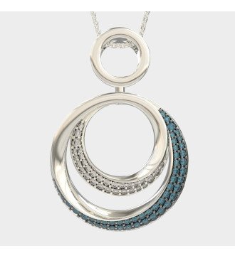 Collier étincelant avec pierres en zircon blanc et bleu 0362MP