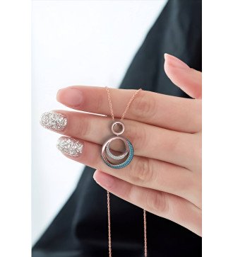 Collier étincelant avec pierres en zircon blanc et bleu 0362MP