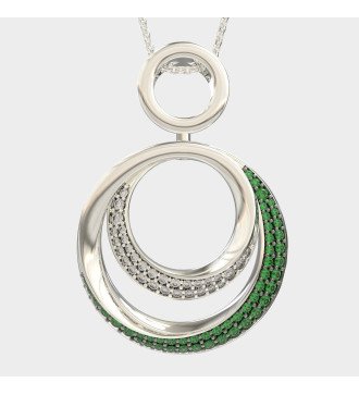 Dazzling Women's Necklace With White And Green Stones 0362PP