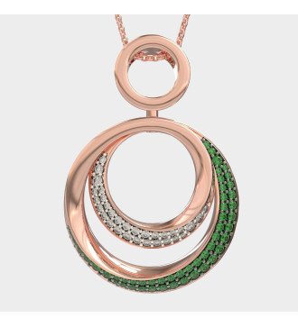 Dazzling Women's Necklace With White And Green Stones 0362PP