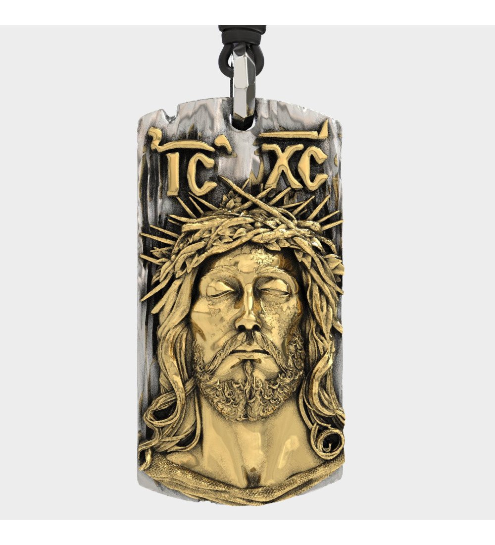 Silber Luxus Zweifarbiger Jesus Christus Anhänger 0540K