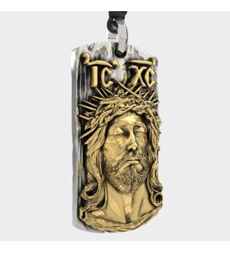 Silber Luxus Zweifarbiger Jesus Christus Anhänger 0540K