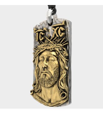Silber Luxus Zweifarbiger Jesus Christus Anhänger 0540K