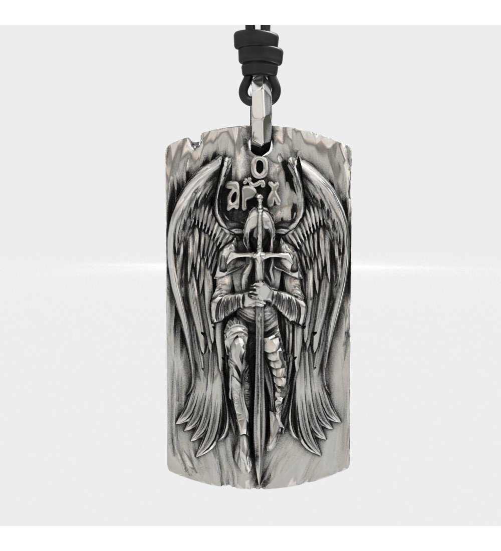 Handmade Vintage Silver Men's Necklace Archangel Michael 0539L