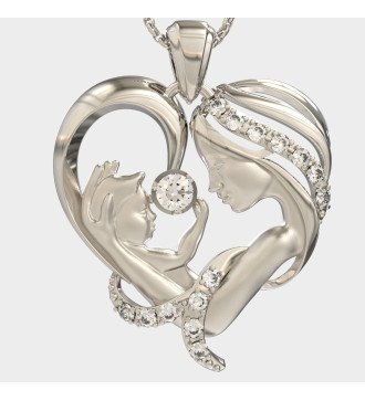 Gift for new mom Heart Necklace Mom Child 0350L