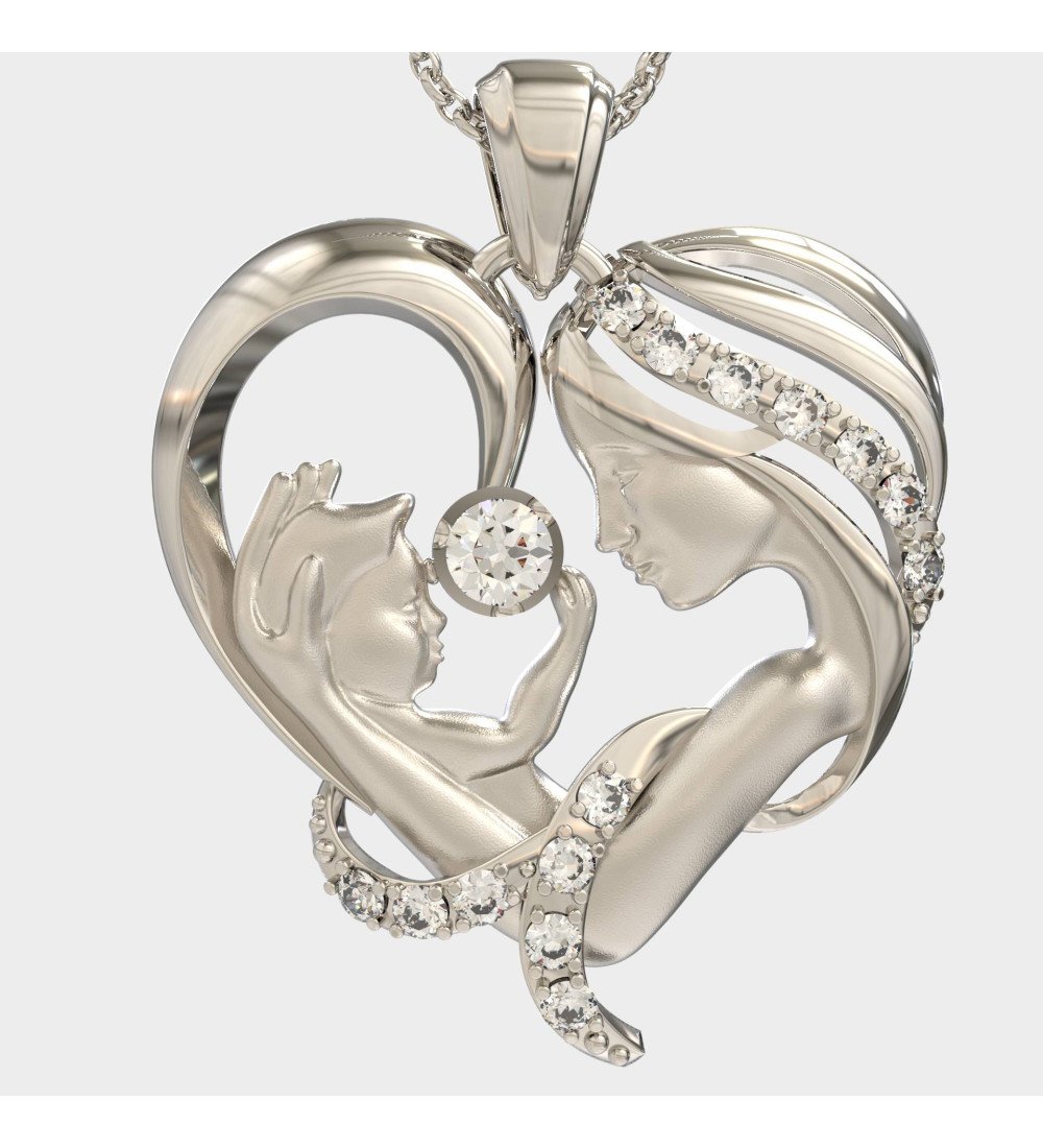 Gift for new mom Heart Necklace Mom Child 0350L
