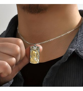 Мужской религиозный кулон с Девой Марией 0541Κ