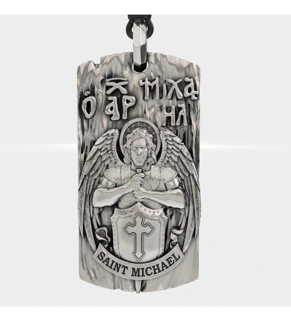 Amulette chrétienne en argent avec l'Archange Michel 0542L Amulette chrétienne en argent avec l'Archange Michel 0542L