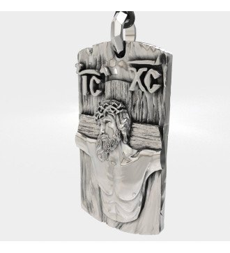 Colgante cristiano de plata para hombre con Jesús 0544L