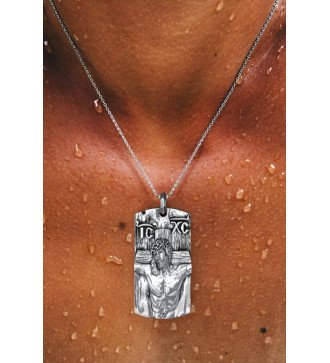 Colgante cristiano de plata para hombre con Jesús 0544L