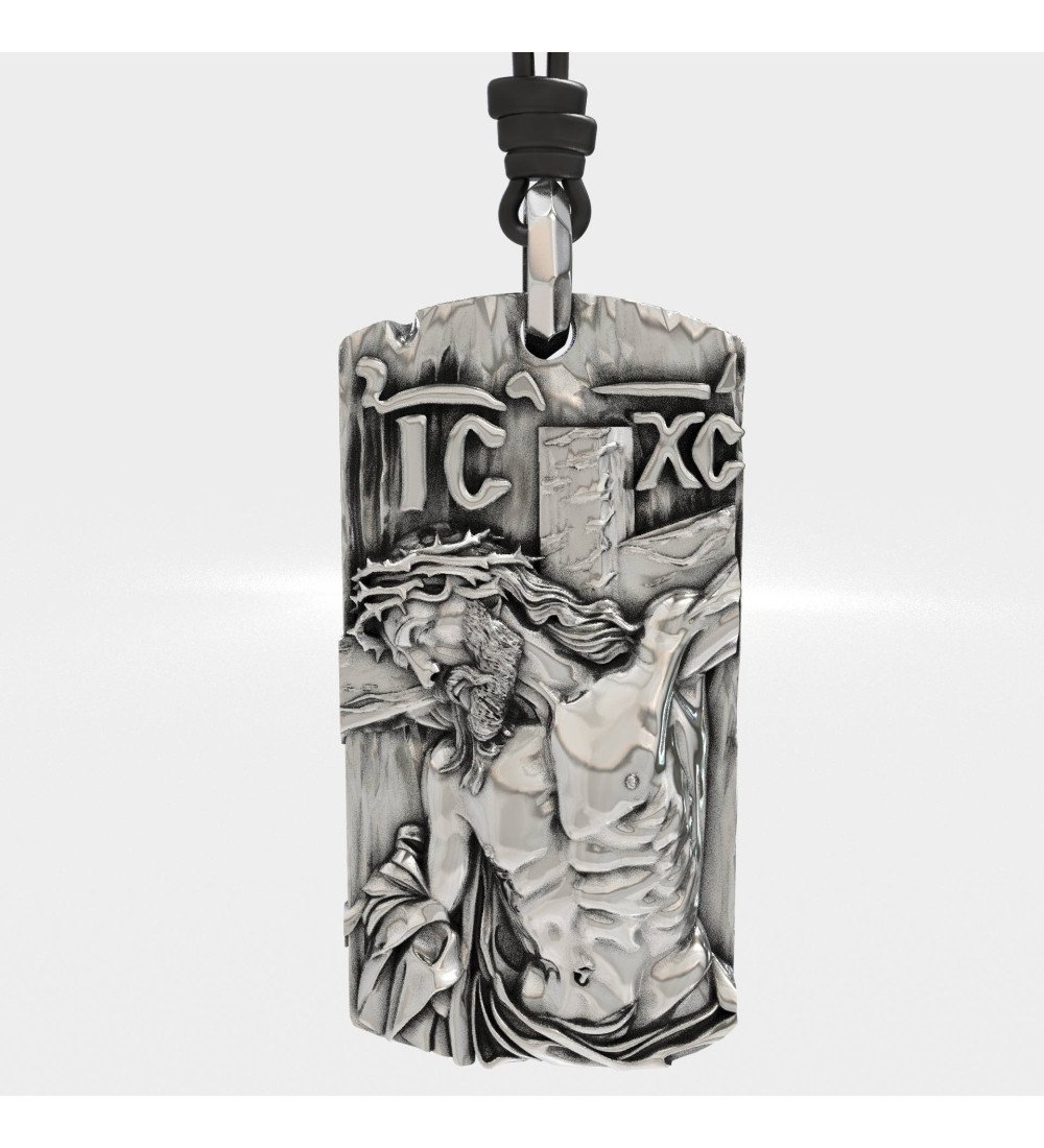 Pendentif en argent pour hommes Jésus crucifié 0545L