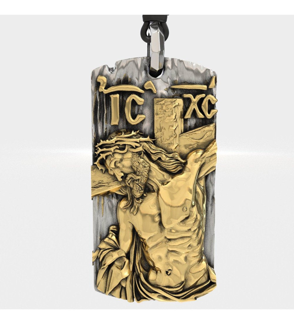 Pendentif Religieux Chrétien en Argent Jésus Crucifié 0545K