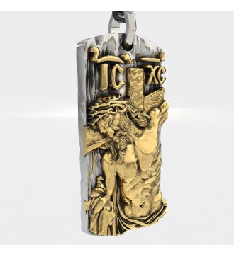 Pendentif Religieux Chrétien en Argent Jésus Crucifié 0545K