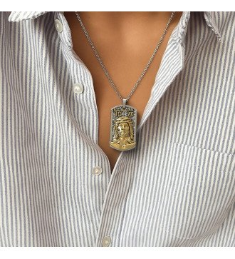 Collar colgante de Jesús para hombre cristiano 0548K