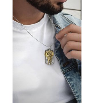 Christian Hombres Collar de plata Arcángel Miguel 0546K