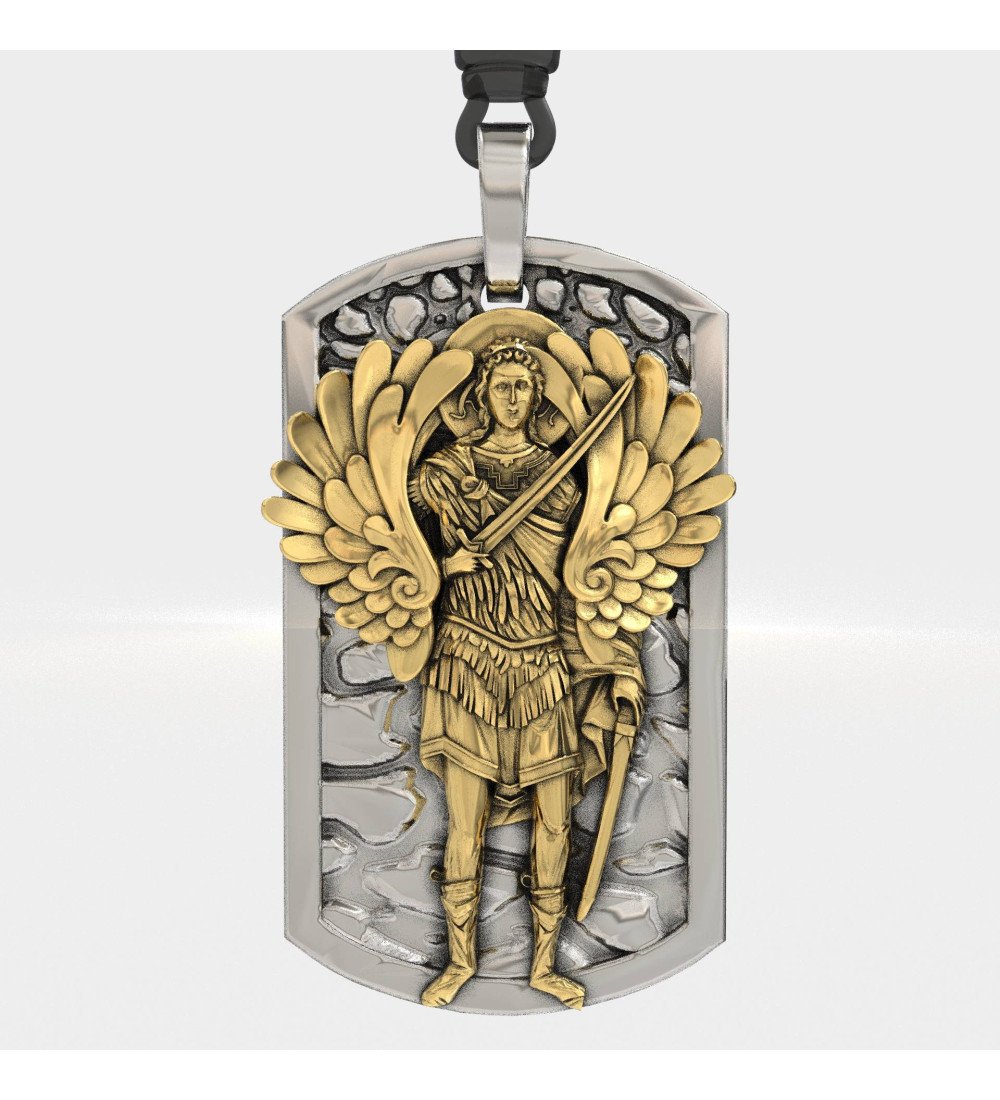 Christian Hombres Collar de plata Arcángel Miguel 0546K
