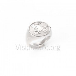 Sterling Silver Capricorn Zodiac Horoscope Ring,engagement